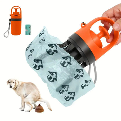 Portable 6-Claw Pet Poop Picker No-Touch Dog Poop Scooper Built-in Waste Bag Holder Outdoor Walking Clean Poop Collector